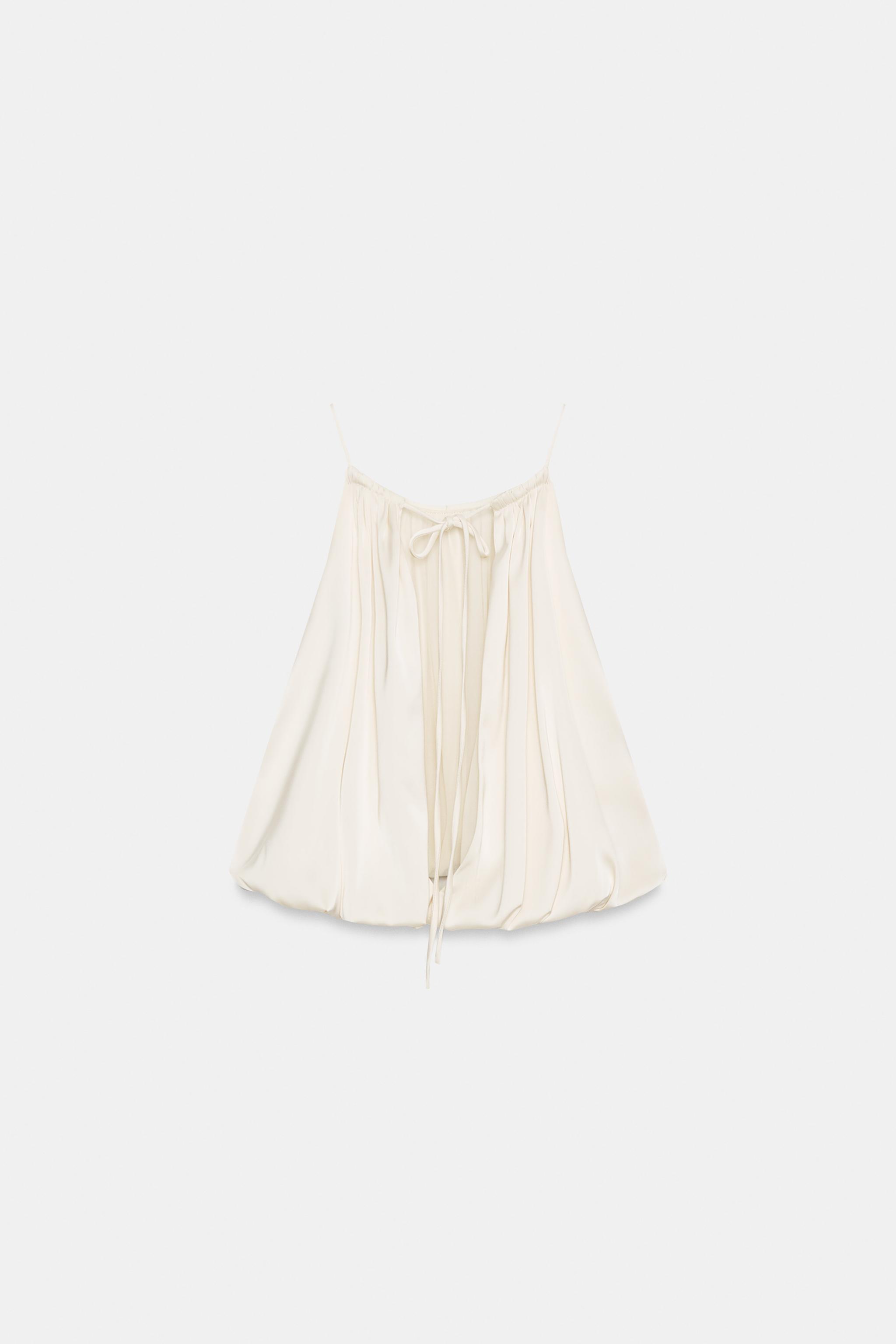 SATIN BALLOON HALTER CROP TOP